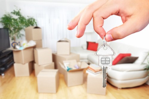 Boxes and household items arranged for unpacking in a Forest Hill flat