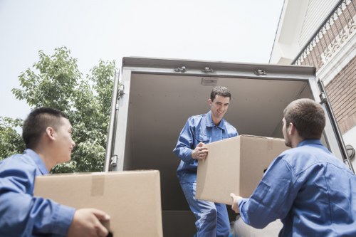 Packed boxes and furniture ready for transport in Forest Hill