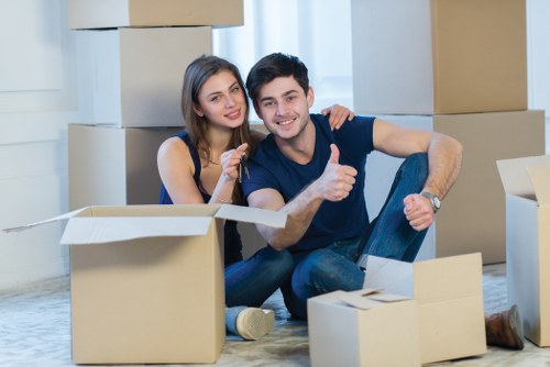 Boxes and household items prepared for a Forest Hill move
