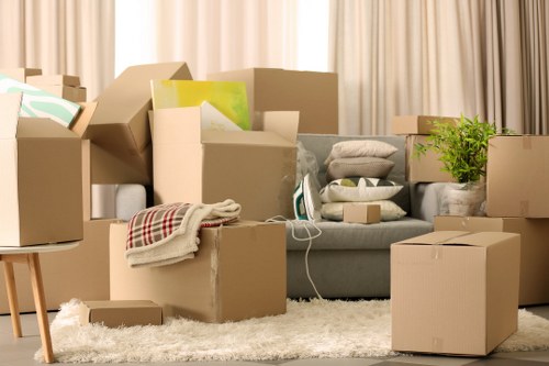 Packed boxes and furniture ready for a Forest Hill house move
